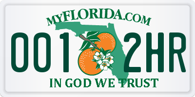 FL license plate 0012HR