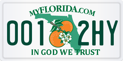 FL license plate 0012HY