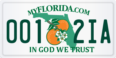 FL license plate 0012IA