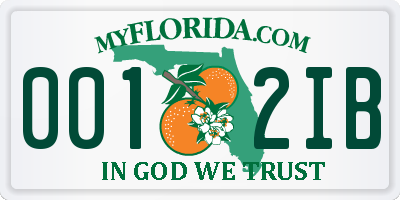 FL license plate 0012IB