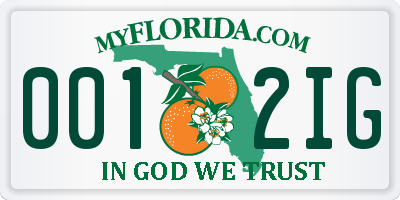 FL license plate 0012IG