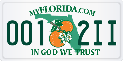 FL license plate 0012II