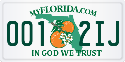 FL license plate 0012IJ