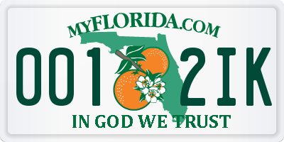 FL license plate 0012IK