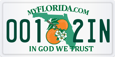 FL license plate 0012IN