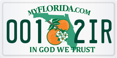 FL license plate 0012IR