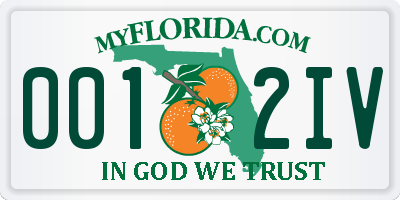 FL license plate 0012IV