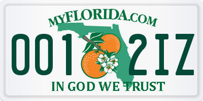 FL license plate 0012IZ