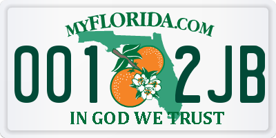 FL license plate 0012JB