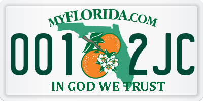 FL license plate 0012JC