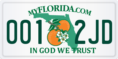 FL license plate 0012JD