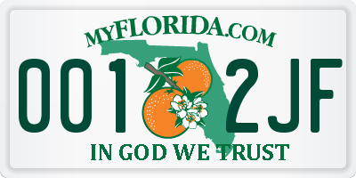 FL license plate 0012JF