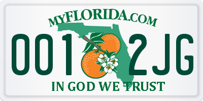 FL license plate 0012JG