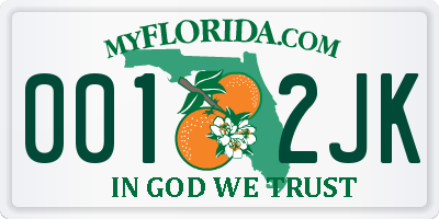 FL license plate 0012JK