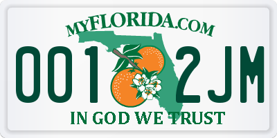 FL license plate 0012JM