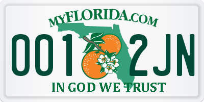 FL license plate 0012JN