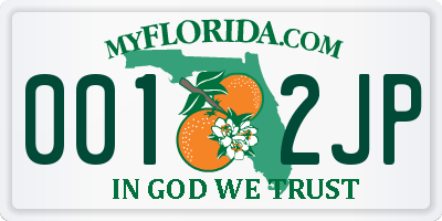 FL license plate 0012JP