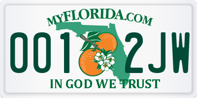 FL license plate 0012JW