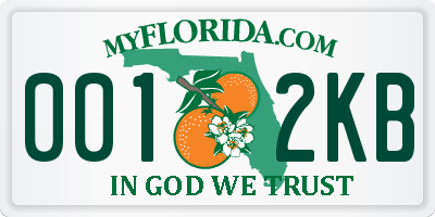 FL license plate 0012KB