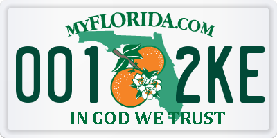 FL license plate 0012KE