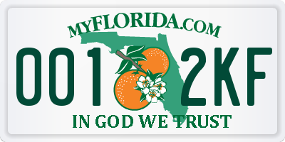 FL license plate 0012KF