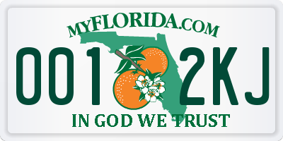 FL license plate 0012KJ