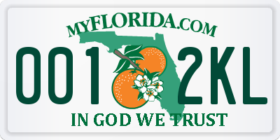 FL license plate 0012KL