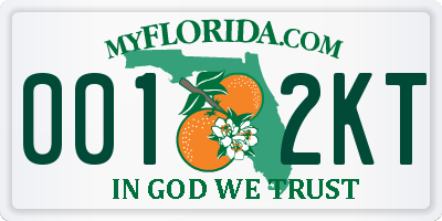 FL license plate 0012KT