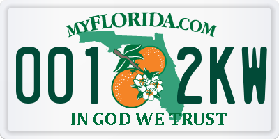 FL license plate 0012KW