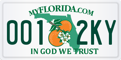 FL license plate 0012KY