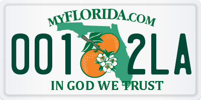 FL license plate 0012LA