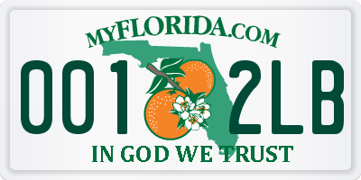 FL license plate 0012LB