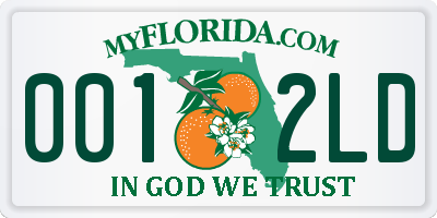 FL license plate 0012LD