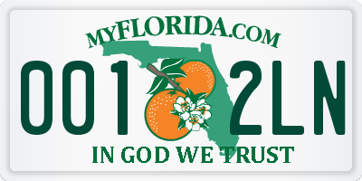 FL license plate 0012LN