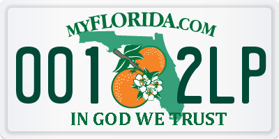 FL license plate 0012LP