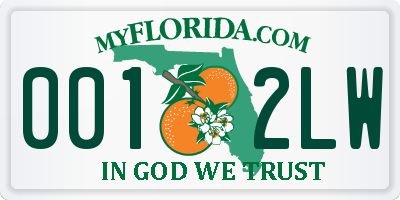 FL license plate 0012LW