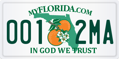 FL license plate 0012MA