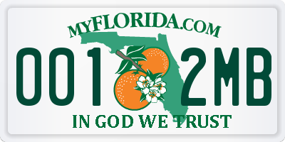 FL license plate 0012MB