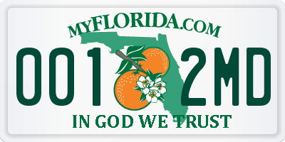 FL license plate 0012MD