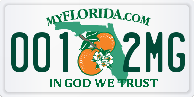 FL license plate 0012MG