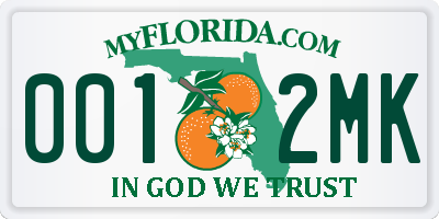 FL license plate 0012MK