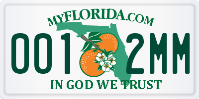 FL license plate 0012MM