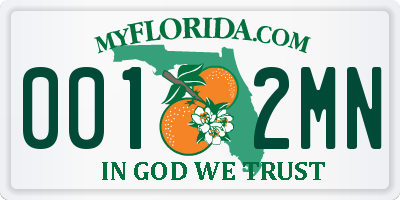 FL license plate 0012MN