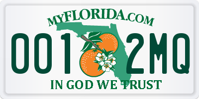 FL license plate 0012MQ