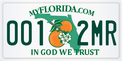 FL license plate 0012MR