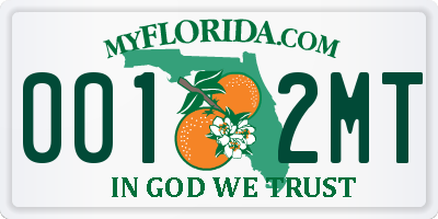 FL license plate 0012MT