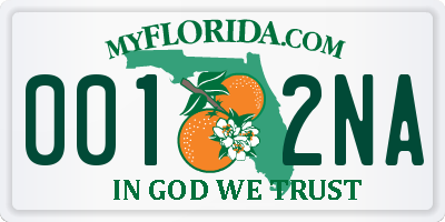 FL license plate 0012NA