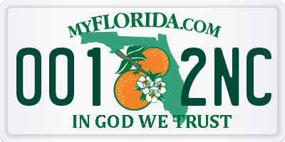 FL license plate 0012NC