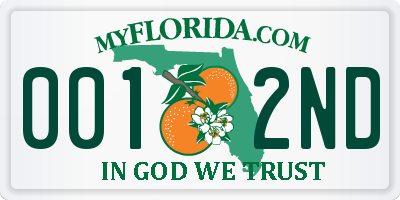 FL license plate 0012ND