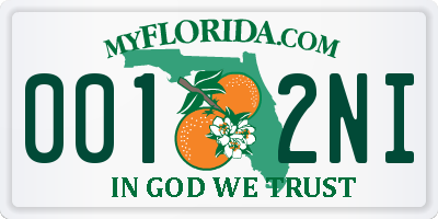 FL license plate 0012NI